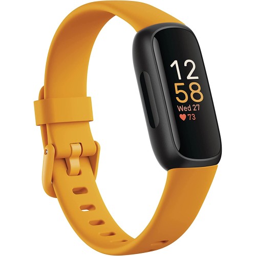 Fitbit Yellow Inspire 3 Health & Fitness Tracker with Stress Management, Workout Intensity, Sleep Tracking, 24/7 Heart Rate and more, Morning Glow/Black, One Size (S & L Bands Included)