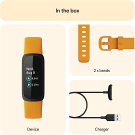 Fitbit Yellow Inspire 3 Health & Fitness Tracker with Stress Management, Workout Intensity, Sleep Tracking, 24/7 Heart Rate and more, Morning Glow/Black, One Size (S & L Bands Included)