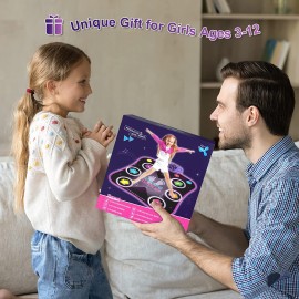 Flooyes Dance Mat Toys for 3-12 Year Old Kids, Electronic Dance Pad with Light-up 6-Button & Wireless Bluetooth, Music Dance Game Mat with 5 Game Modes , Birthday Gifts for 3 4 5 6 7 8 9 10+ Year Old Girls