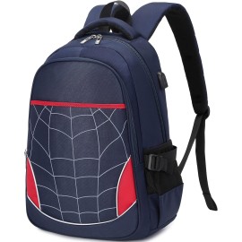 Gikizzi SPIDERMAN Boys School Backpack for Boys Backpack with Lunch Box Anime Backpack School Bag blue