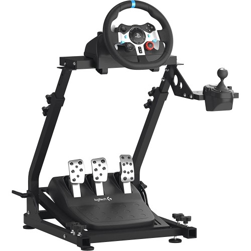 GT OMEGA Racing Wheel Stand for Logitech G920 G29 G923 Driving Force Gaming Steering Wheel, Pedals & Gear Shifter Mount V1, PS4, Xbox, Ferrari, PC - Foldable, Tilt-Adjustable