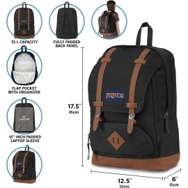 JanSport Cortlandt 15-inch Laptop Backpack - 25 Liter Travel Pack, Boho Floral Graphite Gre