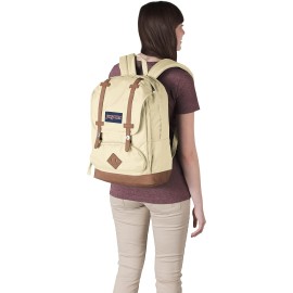 JanSport Cortlandt Laptop Backpack, Coconut, 15” Laptop Sleeve-Synthetic Leather Shoulder Computer Bag with Large Compartment, Padded Straps-Book Rucksack for Men & Women