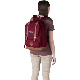 JanSport Cortlandt Laptop Backpack, Viking Red, 15” Laptop Sleeve-Synthetic Leather Shoulder