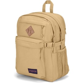 JanSport Main Campus FX Backpack - Travel, or Work Bookbag w 15-Inch Laptop Pack with Leather Trims, Curry