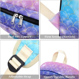 JIANYA Backpack for Girls School Backpacks Lunch Box Set Mermaid Scales Teen Gi