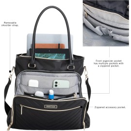 Kenneth Cole Reaction Chelsea Quilted Chevron 15" Laptop & Tablet Business Tote With Removeable Shoulder Strap, Black