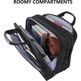 KROSER Laptop Bag Premium Laptop Briefcase Fits Up to 17.3 Inch Laptop Expandable Water-Repellent Shoulder Messenger Bag Computer Bag with RFID Pockets for Travel/Business/School/Men/Women-Black
