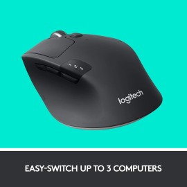 Logitech M720 Triathlon Multi-Device Wireless Mouse, Bluetooth, USB Unifying Receiver, 1000 DPI, 8 Buttons | Compatible with Laptop, PC, Mac, iPadOS - Black