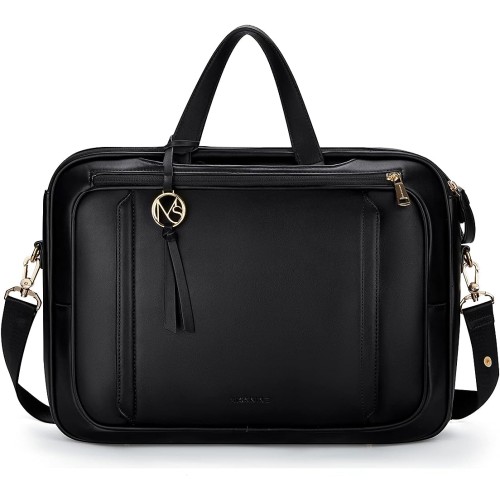 Missnine Laptop Bag 15.6 inch Briefcase for Women Computer Bag PU Leather Messenger Bag for College Work Business