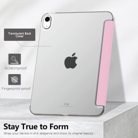 MoKo iPad 10th Generation Case 2022, Slim Stand Hard PC Translucent Back Shell Smart Cover Case for iPad 10th Gen 10.9 inch 2022, Support Touch ID, Auto Wake/Sleep, PINK