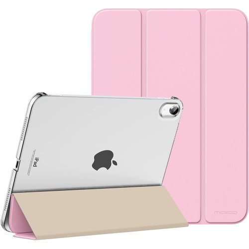 MoKo iPad 10th Generation Case 2022, Slim Stand Hard PC Translucent Back Shell Smart Cover Case for iPad 10th Gen 10.9 inch 2022, Support Touch ID, Auto Wake/Sleep, PINK