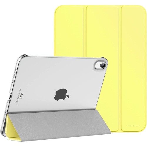 MoKo iPad 10th Generation Case 2022, Slim Stand Hard PC Translucent Back Shell Smart Cover Case for iPad 10th Gen 10.9 inch 2022, Support Touch ID, Auto Wake/Sleep, YELLOW