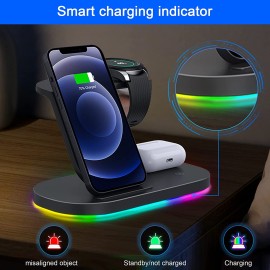 OVISBAI 3 in 1 Android Wireless Charger for Samsung Devices, Wireless Charging Station for Samsung Galaxy S22/S22+/S22 Ultra/S21/S20/S10/Note20, Galaxy Watch 4/Classic/3,Galaxy Buds/Pro/+/Live Black