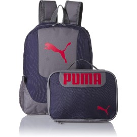 PUMA unisex child Evercat & Lunch Kit Combo Backpack, Navy/Red/White, Youth Size US