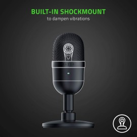 Razer Seiren Mini - USB Condenser Microphone for Streaming (Compact with Supercardioid Polar Pattern, Tiltable Stand, Integrated Shock Absorber) Quartz
