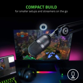 Razer Seiren Mini - USB Condenser Microphone for Streaming (Compact with Supercardioid Polar Pattern, Tiltable Stand, Integrated Shock Absorber) Quartz