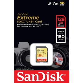 SanDisk - 128 GB Flash memory card (microSDXC to SD adapter included) - - Video Class V30