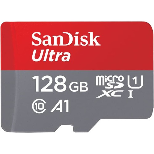 SanDisk 128GB Ultra microSDXC UHS-I Memory Card with Adapter - Up to 140MB/s, C10, U1, Full HD, A1, MicroSD Card