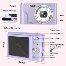 Sevenat Digital Camera for Kids Boys and Girls - 36MP Children's Camera with 32GB SD Card Purple)