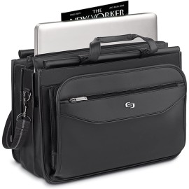Solo Harrison 16 Inch Triple Compartment Laptop Briefcase, Black