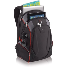 Solo New York Launch 17.3-Inch Laptop Backpack with Hardshell Front Pocket, Black
