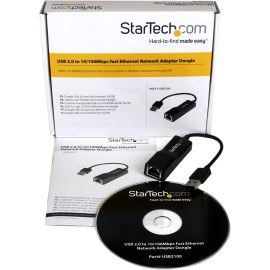 StarTech.com USB 2.0 to 10/100 Mbps Ethernet Network Adapter Dongle - USB Network Adapter - USB 2.0 Fast Ethernet Adapter - USB NIC (USB2100), Black