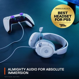 SteelSeries Arctis Nova 1P Multi-System Gaming Headset — Hi-Fi Drivers — 360° Spatial Audio — Comfort Design — Durable — Lightweight — Noise-Cancelling Mic — PS5/PS4, PC, Xbox, Switch - White