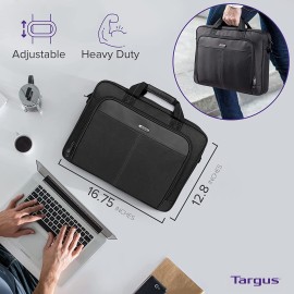 Targus Laptop Bag â€” Black 15.6" Classic Slim Briefcase Messenger Bag, Spacious, Ergonomic, Foam Padded Laptop Case for Devices Up To 16" (TCT027US)