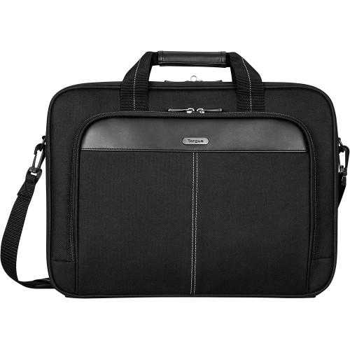 Targus Laptop Bag â€” Black 15.6" Classic Slim Briefcase Messenger Bag, Spacious, Ergonomic, Foam Padded Laptop Case for Devices Up To 16" (TCT027US)