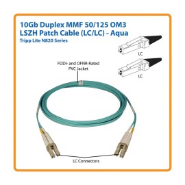 Tripp Lite N820 Series 10 Gb/100 Gb Duplex Multimode Lc/Lc Fiber Patch Cable, Aqua, 10-Ft. Cord