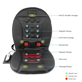 Wagan Tech 12-Volt Infra-Heat Massage Magnetic Cushion, Universal Fit, With Ac Adapter