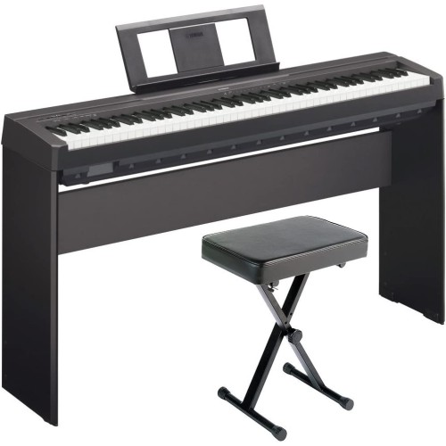 YAMAHA P45 88-Key Weighted Digital Piano Home Bundle With Wooden Furniture Stand And Bench