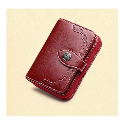 BOSTANTEN Womens Wallet Genuine Leather Wallets Large Capacity Cash Cluth Purse with Zipper Pocket Wine Red