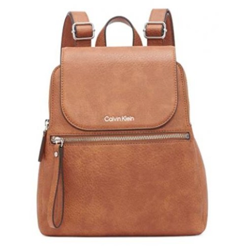 Calvin Klein Reyna Novelty Key Item Flap Backpack, Caramel Combo, One Size