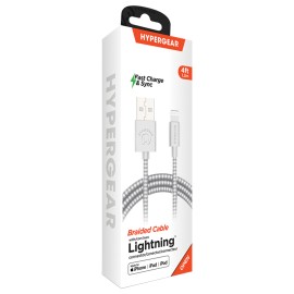 Hypergear Charge And Sync Braided Usb-A To Lightning Cable, 4 Feet
