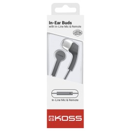 Koss Keb9I Earbuds With Microphone And In-Line Remote (Gray)