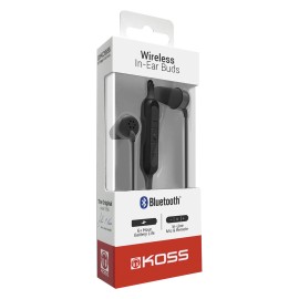 Koss The Plug Bluetooth Earbuds With Microphone And In-Line Control, Black