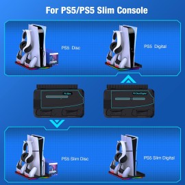 PS5 Slim & PS5 Cooling Station with Dual Controller Charging Station