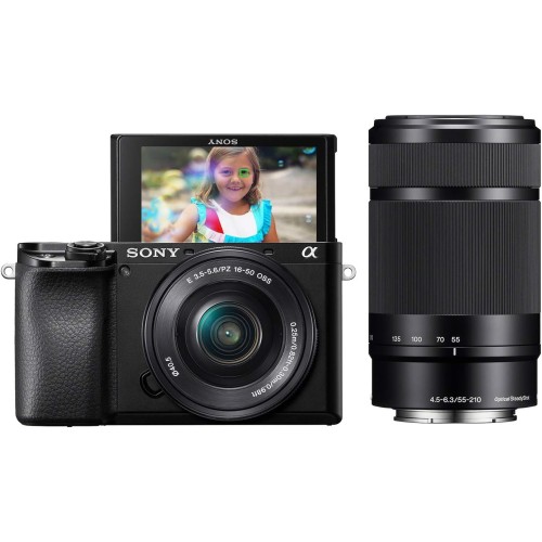 Sony Alpha A6100 ILCE6100Y/B Mirrorless Camera with 16-50mm and 55-210mm Zoom Lenses, ILCE6100Y/B, Black SONY