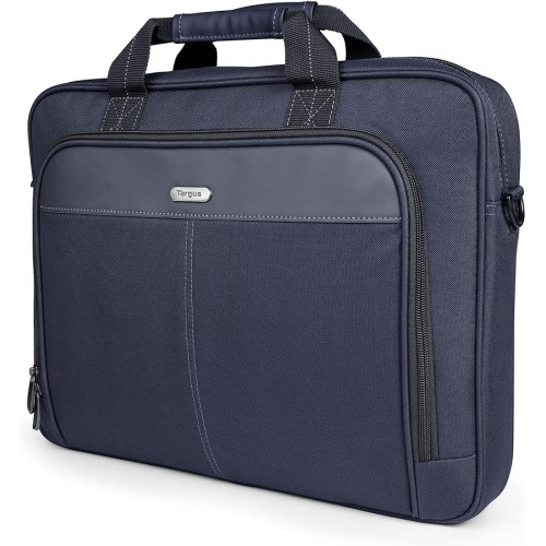Targus 15-16 Inch Classic Slim Laptop Bag, Blue - Ergonomic Briefcase and Messenger Bag