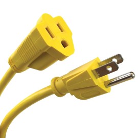 Yellow Outdoor Power Extension Cord (15 Feet)