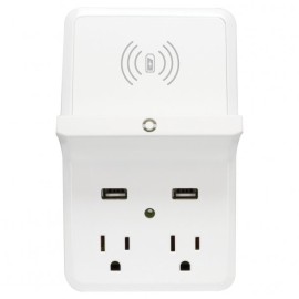Prime Wireless-Charging-Dock Wall Tap with 2 Outlets and Dual USB Charger