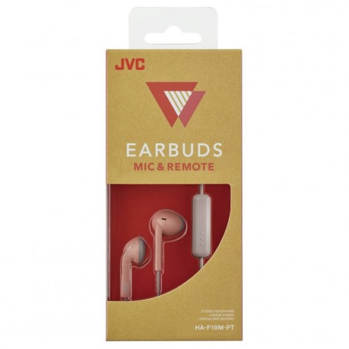 JVC Retro In-Ear Wired Earbuds with Microphone (Pink)