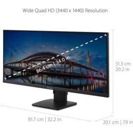 ViewSonic VA3456-MHDJ 34 Inch 21:9 UltraWide WQHD 1440p IPS Monitor with Ultra-Thin Bezels