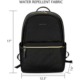 KROSER Laptop Backpack 15.6 Inch Upgraded Fashion School Backpack Water-Repellent Cumpter Backpack Laptop Bag Nylon Casual Daypack with USB Charging Port for Travel/Business/College/Women/Men-Black
