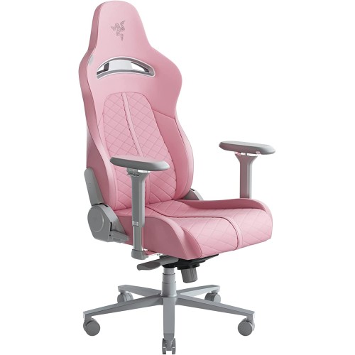 Razer Enki Gaming Chair: All-Day Gaming Comfort - Built-in Lumbar Arch - Optimized Cushion Density - Dual-Textured, Eco-Friendly Synthetic Leather - Reactive Seat Tilt & 152-Degree Recline - Pink