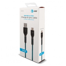 AT&T 10-Foot Charge and Sync USB to Type-C Cable (Blue)