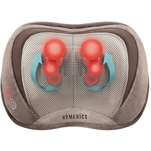 HoMedics 3D Shiatsu and Vibration Massage Pillow with Heat, Full-Body Relaxation Targets Upper and Lower Back, Neck, and Shoulders, Integrated Controls