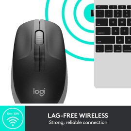 Logitech Wireless Mouse M190 - Full Size Ambidextrous Curve Design